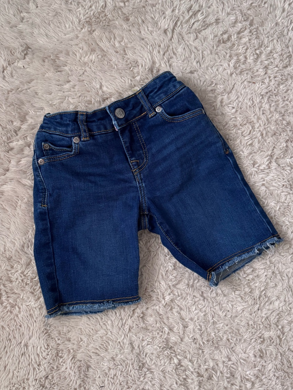 Mini Boden Dark Blue Denim Shorts with Frayed Hem